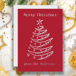 Silver Foil kerstboom Red Folie Feestdagenkaart