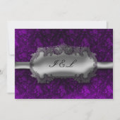 Silver Foil Kijk Damask Gothic Wedding Kaart (Voorkant)