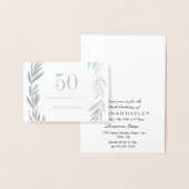 Silver Foil Leaf Wreath 50th Birthday Invitation Folie Kaarten (Display)