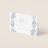Silver Foil Leaf Wreath 80th Birthday Invitation Folie Kaarten (Voorkant)