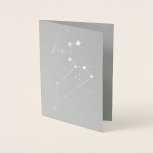Silver Foil Leo Zodiac Constellation Folie Kaarten