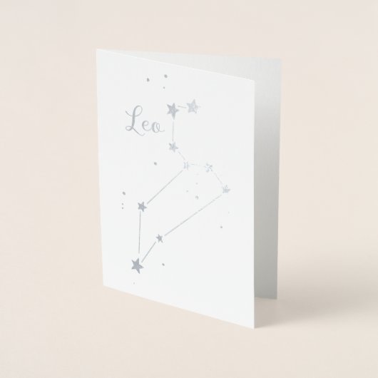 Silver Foil Leo Zodiac Constellation Folie Kaarten (Voorkant)