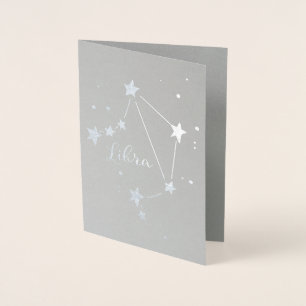 Silver Foil Libra Zodiac Constellation Folie Kaarten