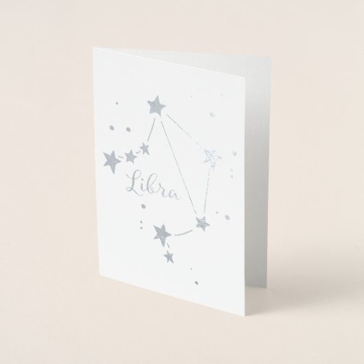 Silver Foil Libra Zodiac Constellation Folie Kaarten (Voorkant)