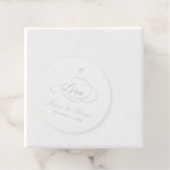 Silver Foil Liefde Script Wedding Favor Sjabloon Bedankjes Labels (Met doos)
