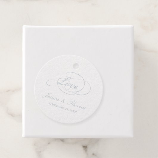 Silver Foil Liefde Script Wedding Favor Sjabloon Bedankjes Labels (Met doos)