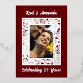 Silver Foil Lijst 25th Jubileum Invitation Folie Feestdagenkaart (Voorkant)