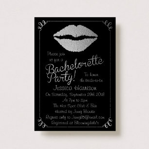 Silver Foil Lips Bachelorette Party Kaart