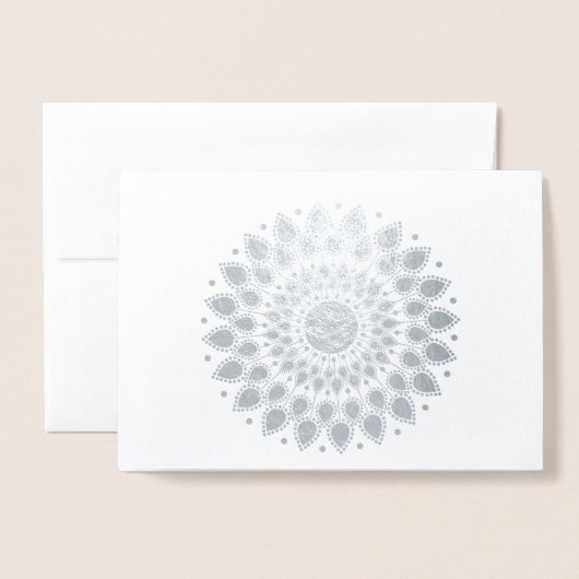 Silver Foil Lotus Mandala Folie Kaarten (Voorkant met envelop)