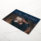 Silver Foil Merry-kerstfotokaart | Navy Blue Folie Feestdagenkaart (Gedraaid)