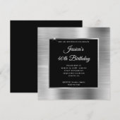 Silver Foil met zwarte bekleding 40th Birthday Kaart (Voorkant / Achterkant)
