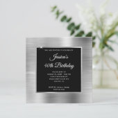 Silver Foil met zwarte bekleding 40th Birthday Kaart (Staand voorkant)