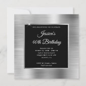 Silver Foil met zwarte bekleding 40th Birthday Kaart (Voorkant)