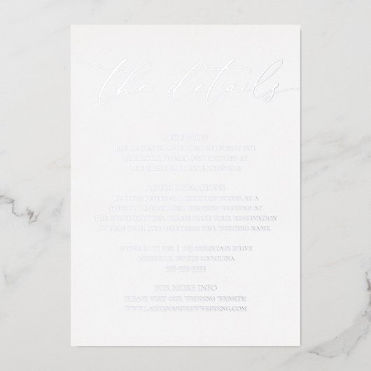 Silver Foil Minimalist Wedding Enclosure Kaart (Voorkant)