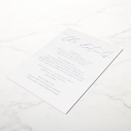 Silver Foil Minimalist Wedding Enclosure Kaart (Gedraaid)