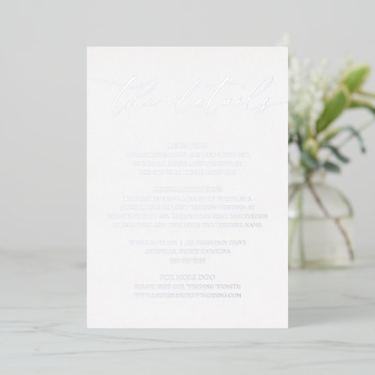Silver Foil Minimalist Wedding Enclosure Kaart (Staand Voorkant)