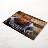 Silver Foil Modern 1-Photo Graduation Party Folie Uitnodiging (Gedraaid)