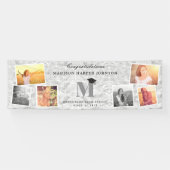 Silver Foil Monogram 6 Foto Graduy Party Spandoek (Horizontaal)