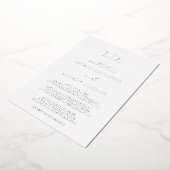 Silver Foil Monogram Initiaal Minimalist Weddensch Folie Uitnodiging (Gedraaid)