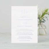 Silver Foil Monogram Initiaal Minimalist Weddensch Folie Uitnodiging (Staand Voorkant)