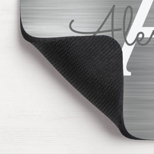 Silver Foil Monogram Naam Mousepad Muismat (Hoek)