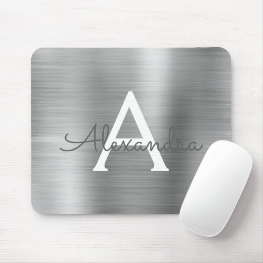 Silver Foil Monogram Naam Mousepad Muismat (Met muis)