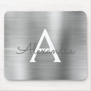 Silver Foil Monogram Naam Mousepad Muismat