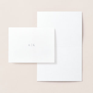 Silver Foil Monogram Note Kaart   Weddenschap Hart