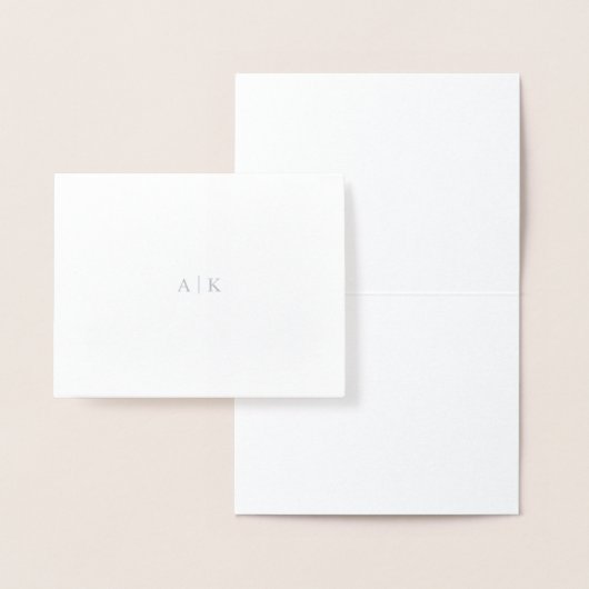 Silver Foil Monogram Note Kaart | Weddenschap Hart (Display)