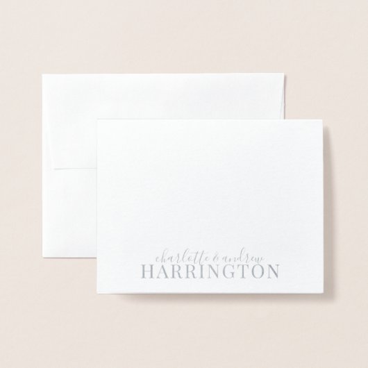 Silver Foil Monogram Weddenschap Jubileum Folie Kaarten (Voorkant met envelop)
