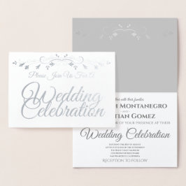 Silver Foil over White Elegant Wedding Invitation Folie Kaarten
