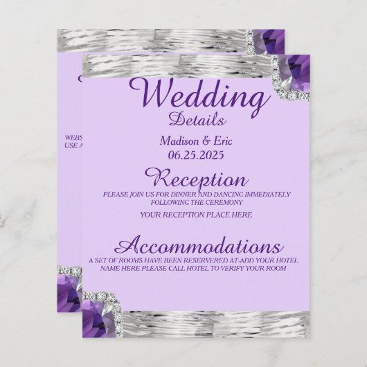 Silver Foil Paarse Amethyst Wedding Detail (Voorkant / Achterkant)
