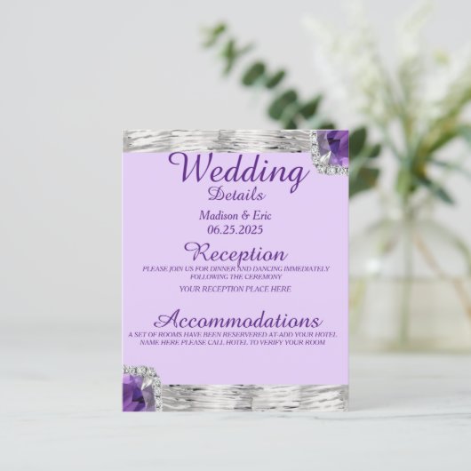 Silver Foil Paarse Amethyst Wedding Detail (Staand voorkant)