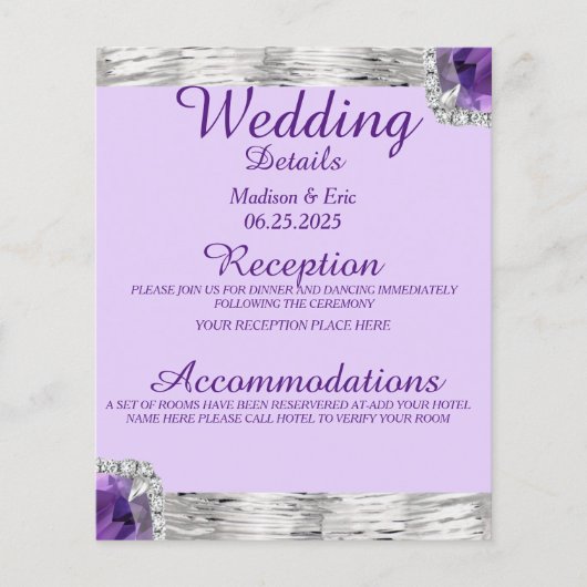 Silver Foil Paarse Amethyst Wedding Detail (Voorkant)