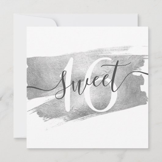 Silver Foil Paint Sweet 16th Birthday Kaart (Achterkant)