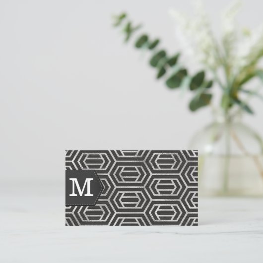 Silver Foil Pattern | Monogram Visitekaartje (Staand voorkant)