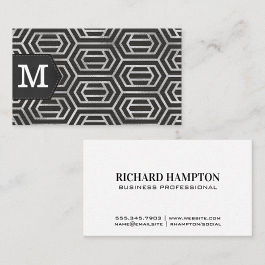 Silver Foil Pattern | Monogram Visitekaartje (Voorkant / Achterkant)