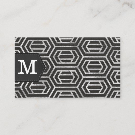 Silver Foil Pattern | Monogram Visitekaartje (Voorkant)