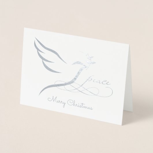 Silver Foil Peace Dove Kaart (Voorkant)