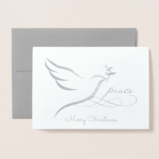 Silver Foil Peace Dove Kaart (Voorkant met envelop)