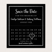 Silver Foil Photo Calendar Save the Date Card Visitekaartje (Binnenkant ongevouwen)