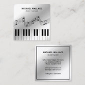 Silver Foil Piano Keyboard Musicien Pianist Vierkante Visitekaartje (Voorkant / Achterkant)