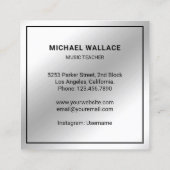 Silver Foil Piano Keyboard Musicien Pianist Vierkante Visitekaartje (Achterkant)