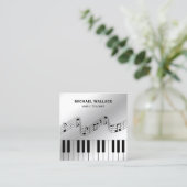Silver Foil Piano Keyboard Musicien Pianist Vierkante Visitekaartje (Staand voorkant)
