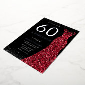 Silver Foil Red Gown 60th Fabulous 60th Birthday Folie Uitnodiging (Gedraaid)