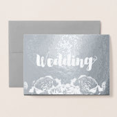 Silver Foil Roos Typografie Bruiloft Uitnodigingen (Voorkant met envelop)