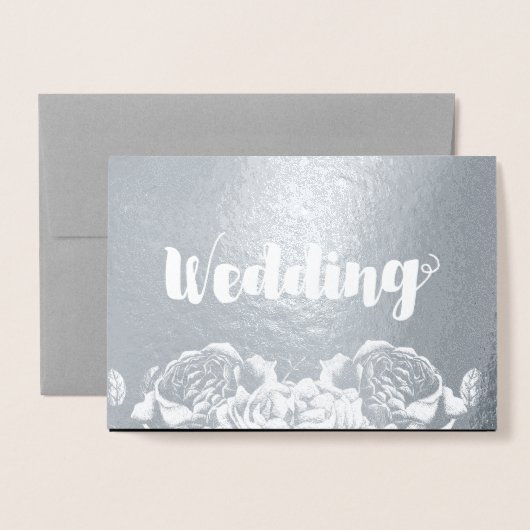 Silver Foil Roos Typografie Bruiloft Uitnodigingen (Voorkant met envelop)