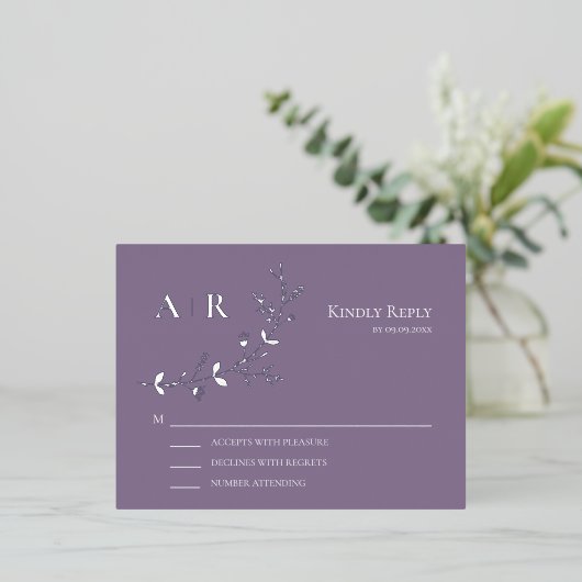 Silver Foil RSVP Weddenschap-reactiekaart Folie Uitnodiging Briefkaart (Staand Voorkant)