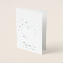 Silver Foil SAGITTARIUS Zodiac Sign Constellation Folie Kaarten