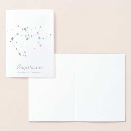 Silver Foil SAGITTARIUS Zodiac Sign Constellation Folie Kaarten (Display)